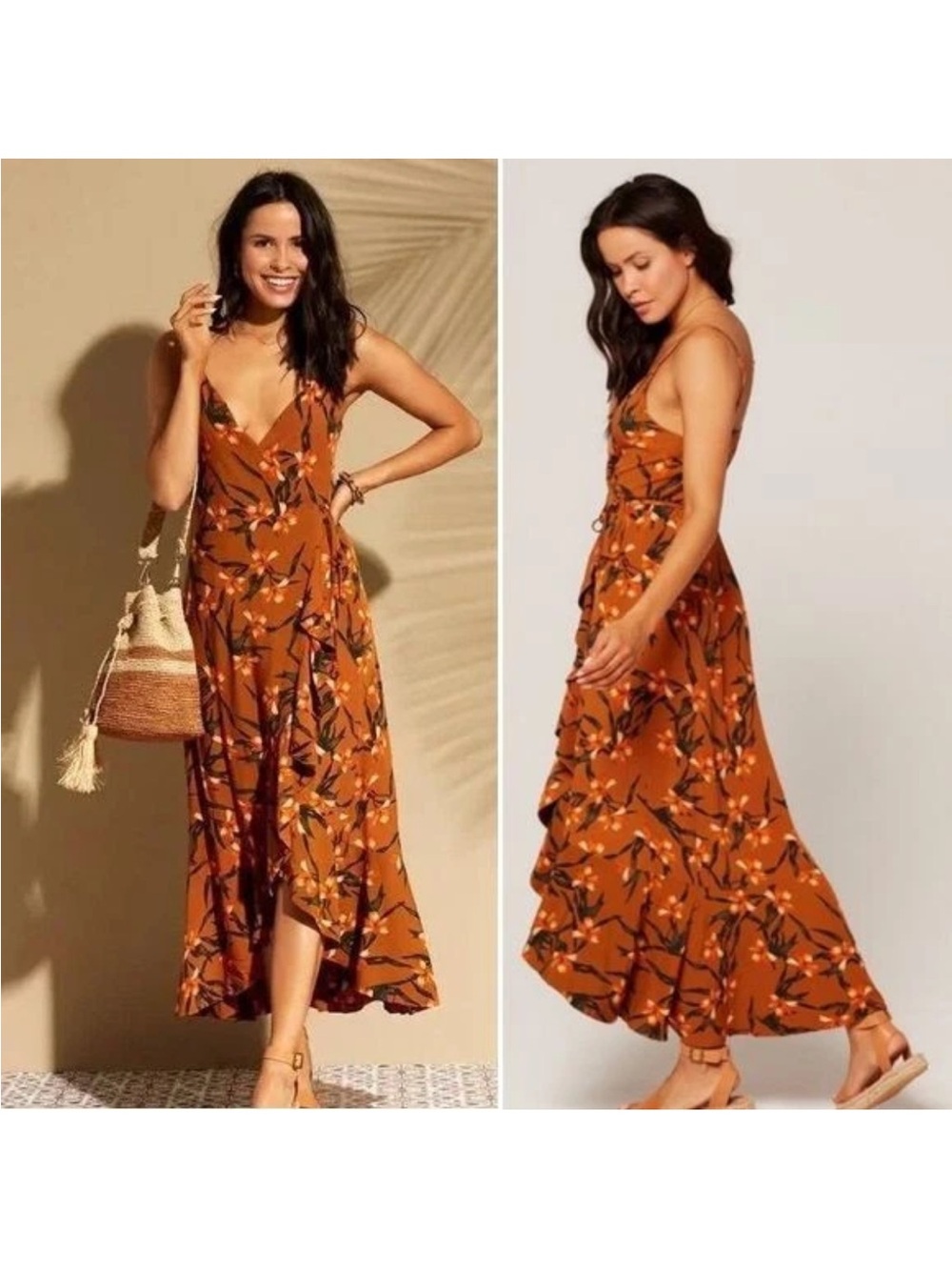 L*Space “Wendy” High Low Dress in Orange Floral